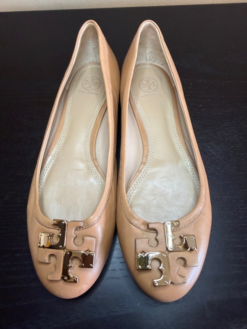 Tory Burch Women’s Lowell Logo Ballet Flat Royal Tan Leather size 10 - Picture 12 of 17